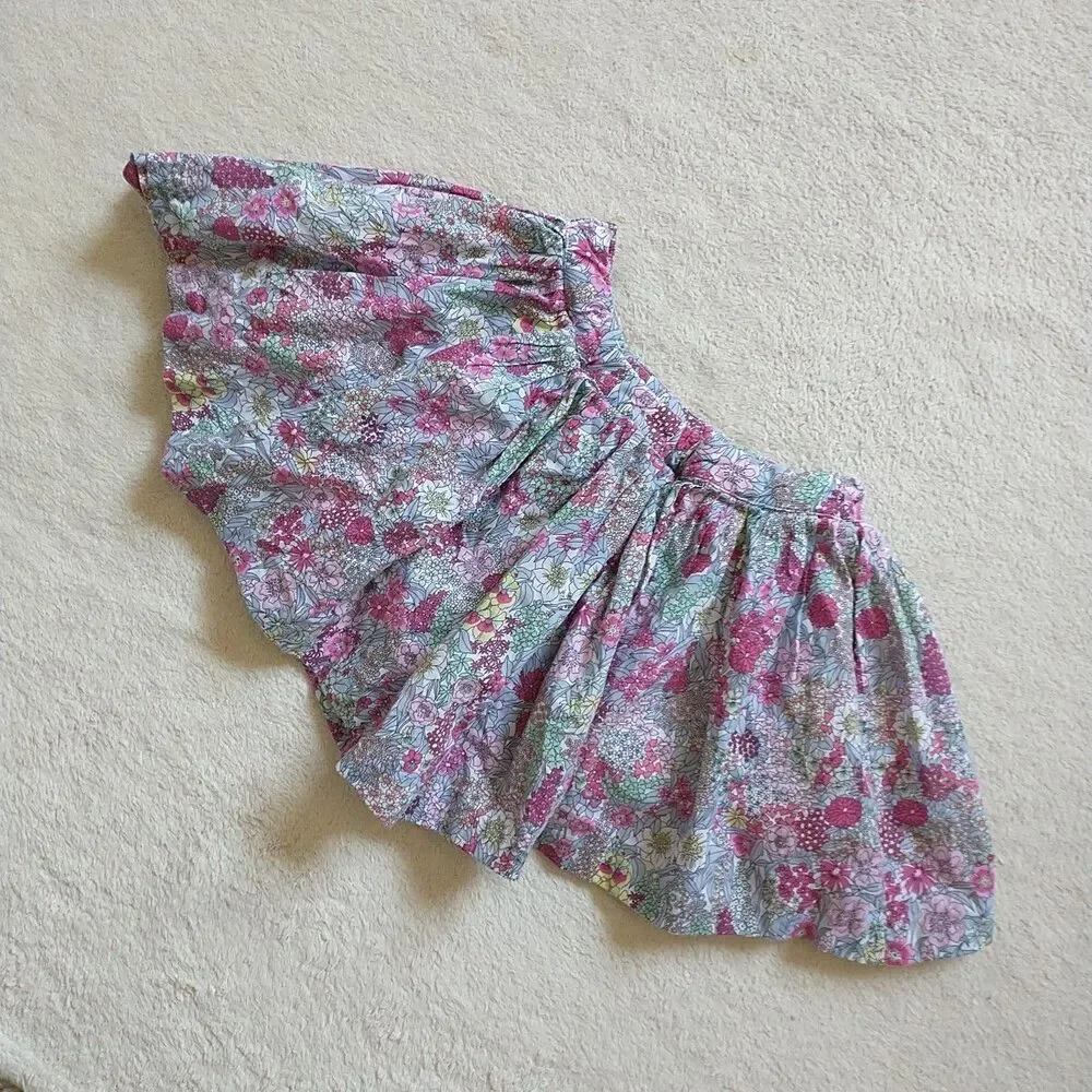 Jacadi Paris Skirt Girls 4A 104 Multicolor Floral Lined Cotton Flare A Line